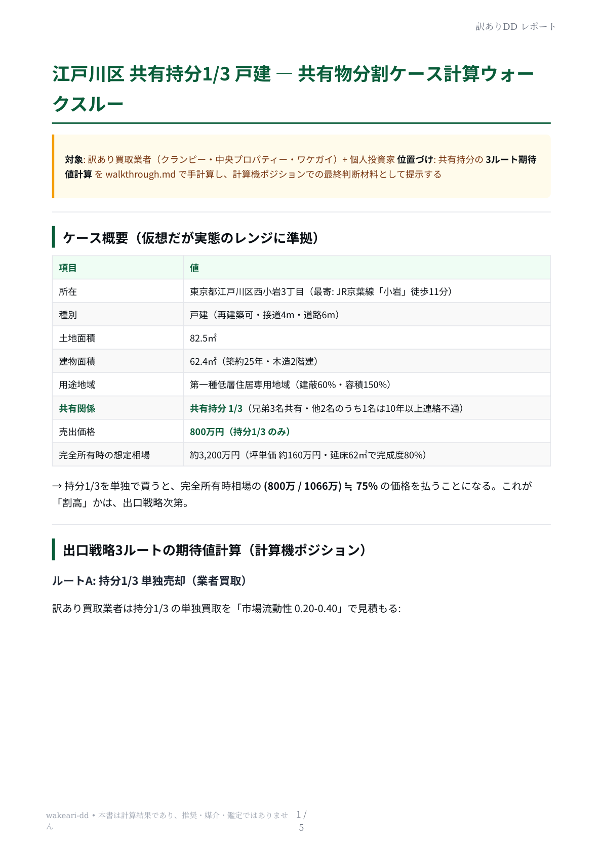 江戸川区 共有持分1/3戸建 PDF プレビュー1ページ目